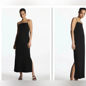 COS Women’s Black Backless Low Open Back Side Slit Midi Dress Size Medium